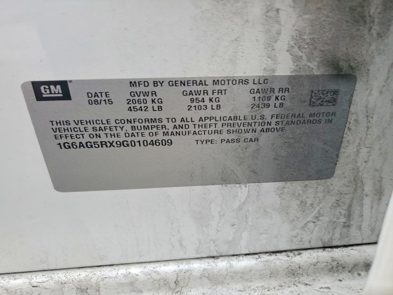 2016 Cadillac Ats მანქანა იყიდება აუქციონზე, vin: 1G6AG5RX9G0104609, აუქციონის ნომერი: 47511076