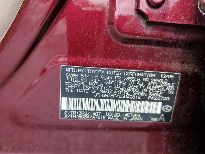 Продаж на аукціоні авто 2006 Lexus Ls, vin: JTHBN36F465042818, номер лоту: 45518506