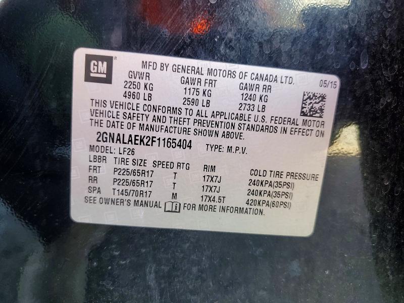 Продаж на аукціоні авто 2015 Chevrolet Equinox, vin: 2GNALAEK2F1165404, номер лоту: 46944296