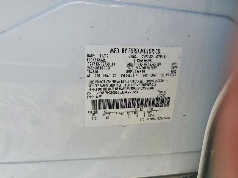 Продаж на аукціоні авто 2020 Ford Edge, vin: 2FMPK3G96LBA27023, номер лоту: 45847896