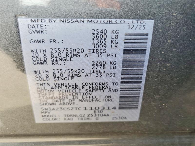47248966 :رقم المزاد ، 5N1AZ3CS2TC110314 vin ، 2026 Nissan Murano مزاد بيع