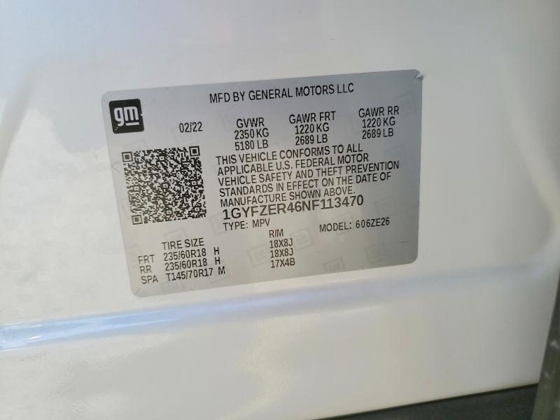46475226 :رقم المزاد ، 1GYFZER46NF113470 vin ، 2022 Cadillac Xt4 مزاد بيع