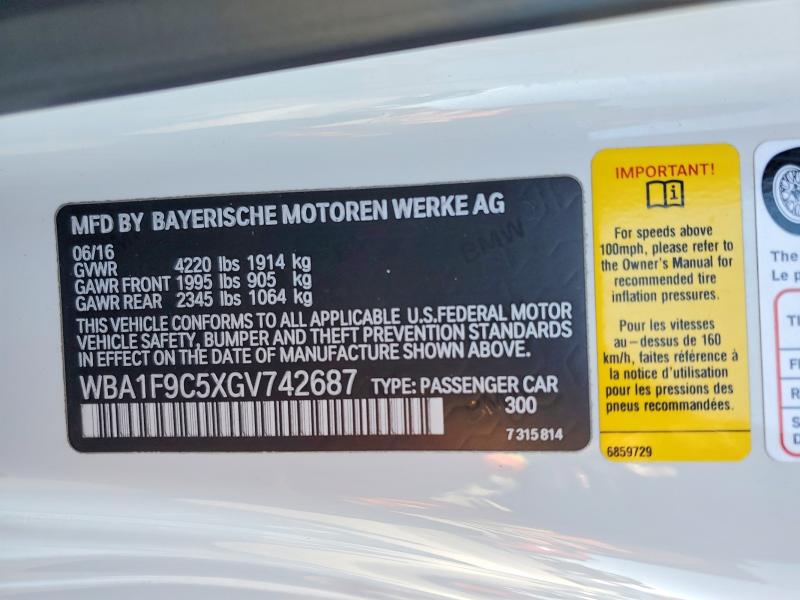 2016 Bmw 228 მანქანა იყიდება აუქციონზე, vin: WBA1F9C5XGV742687, აუქციონის ნომერი: 79672415