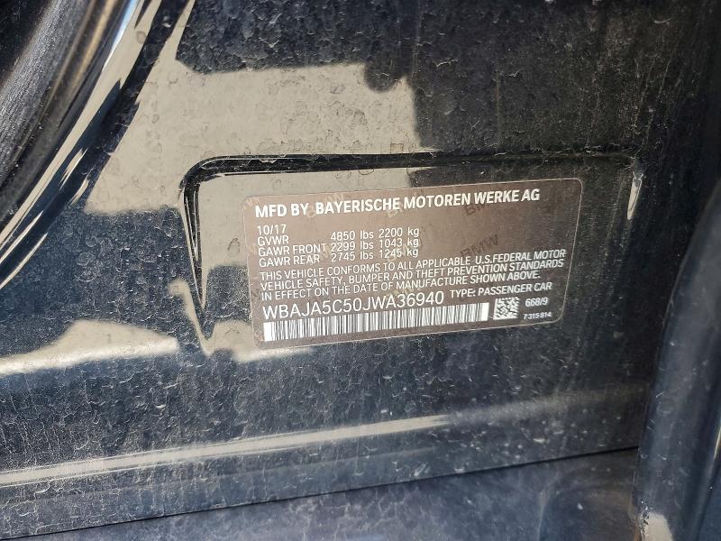 47273516 :رقم المزاد ، WBAJA5C50JWA36940 vin ، 2018 Bmw 530 مزاد بيع