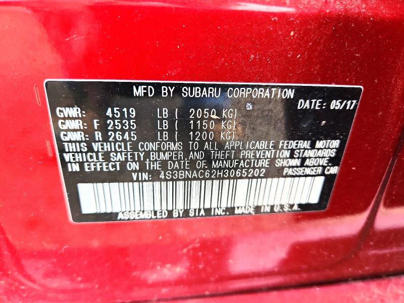 Aukcja sprzedaży 2017 Subaru Legacy, vin: 4S3BNAC62H3065202, numer aukcji: 41644156