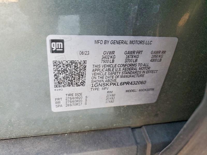 46210856 :رقم المزاد ، 1GNSKPKL6PR432060 vin ، 2023 Chevrolet Tahoe مزاد بيع