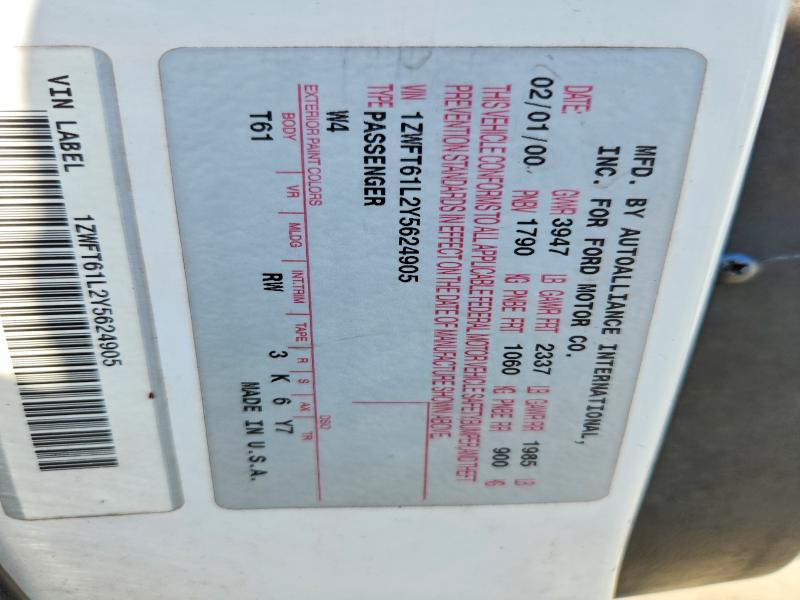 Продажа на аукционе авто 2000 Mercury Cougar, vin: 1ZWFT61L2Y5624905, номер лота: 46383806