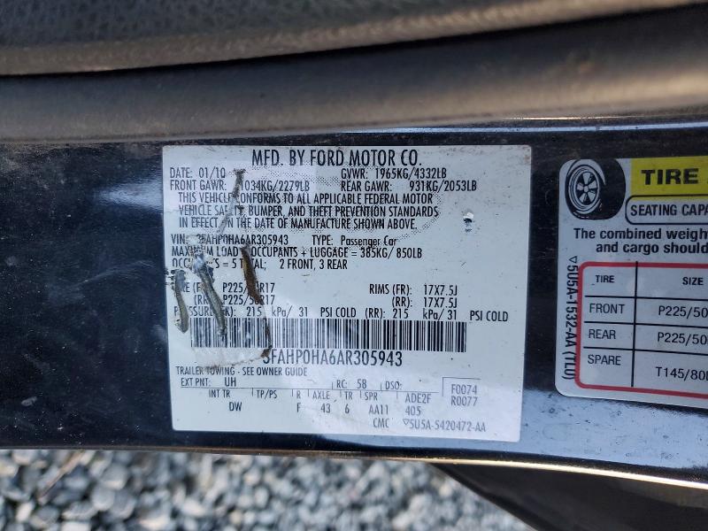 Продаж на аукціоні авто 2010 Ford Fusion, vin: 3FAHP0HA6AR305943, номер лоту: 45876996