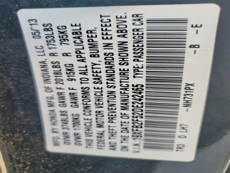 Aukcja sprzedaży 2013 Honda Civic, vin: 19XFB2F52DE242465, numer aukcji: 47066406