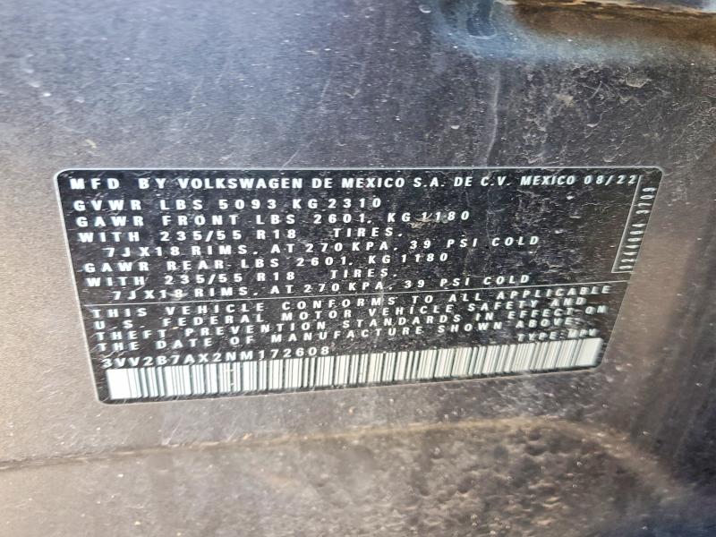 Aukcja sprzedaży 2022 Volkswagen Tiguan, vin: 3VV2B7AX2NM172608, numer aukcji: 79791775