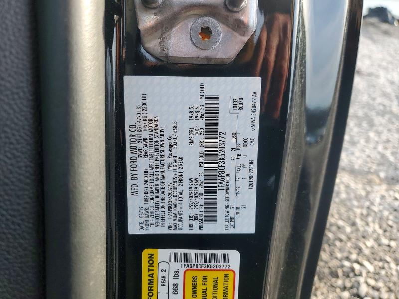 2019 Ford Mustang მანქანა იყიდება აუქციონზე, vin: 1FA6P8CF3K5203772, აუქციონის ნომერი: 46575436