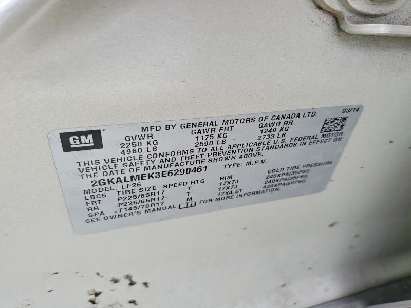 Aukcja sprzedaży 2014 Gmc Terrain, vin: 2GKALMEK3E6290461, numer aukcji: 45638146