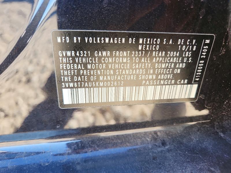 Продажа на аукционе авто 2019 Volkswagen Gti, vin: 3VW6T7AU5KM002612, номер лота: 46762316