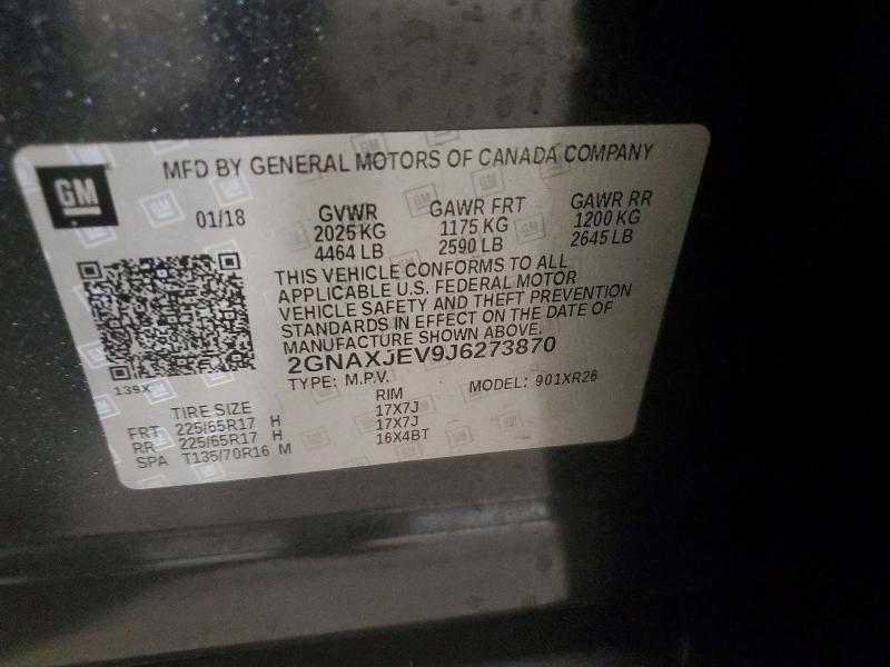 Продаж на аукціоні авто 2018 Chevrolet Equinox, vin: 2GNAXJEV9J6273870, номер лоту: 41768866