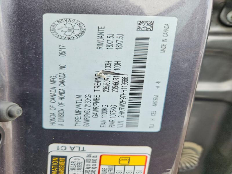 41694586 :رقم المزاد ، 2HKRW2H97HH119666 vin ، 2017 Honda Cr-v مزاد بيع