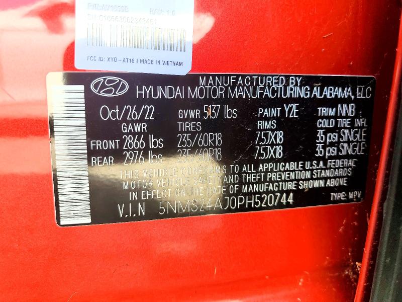 Aukcja sprzedaży 2023 Hyundai Santa Fe, vin: 5NMS24AJ0PH520744, numer aukcji: 79314395
