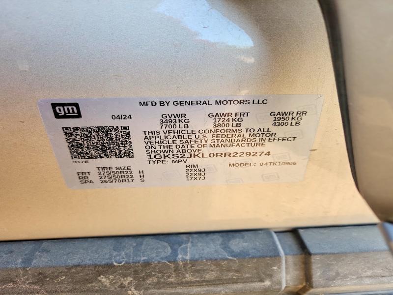 45858776 :رقم المزاد ، 1GKS2JKL0RR229274 vin ، 2024 Gmc Yukon Xl مزاد بيع