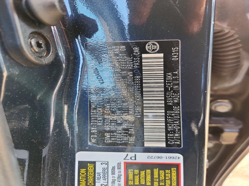 2013 Toyota Camry მანქანა იყიდება აუქციონზე, vin: 4T1BF1FK8DU286888, აუქციონის ნომერი: 47999316