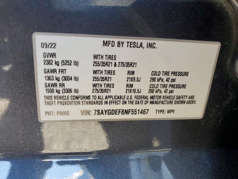 Aukcja sprzedaży 2022 Tesla Model Y, vin: 7SAYGDEF8NF551467, numer aukcji: 47196176