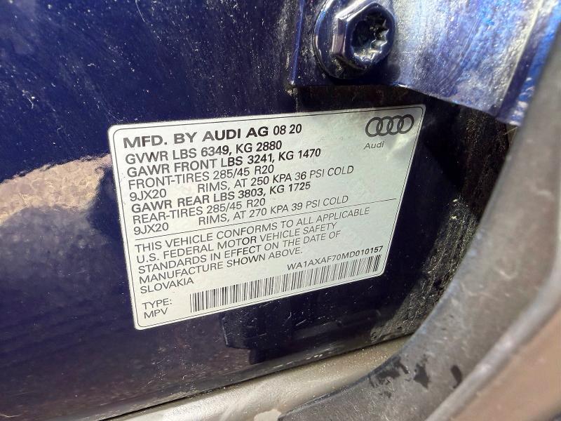 Aukcja sprzedaży 2021 Audi Q7, vin: WA1AXAF70MD010157, numer aukcji: 46426566