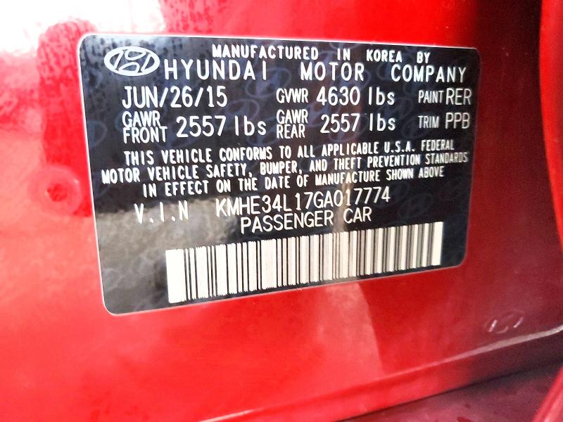 Aukcja sprzedaży 2016 Hyundai Sonata Hybrid, vin: KMHE34L17GA017774, numer aukcji: 46406226