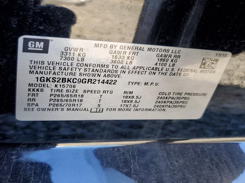 2016 Gmc Yukon მანქანა იყიდება აუქციონზე, vin: 1GKS2BKC9GR214422, აუქციონის ნომერი: 79014875