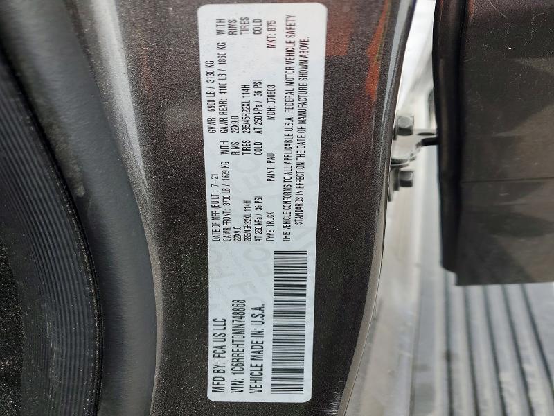 Продажа на аукционе авто 2021 Ram 1500, vin: 1C6RREHT0MN748868, номер лота: 45747556