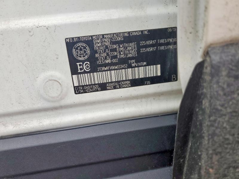 Aukcja sprzedaży 2019 Toyota Rav4 Hybrid, vin: 2T3RWRFV6KW033452, numer aukcji: 41875546