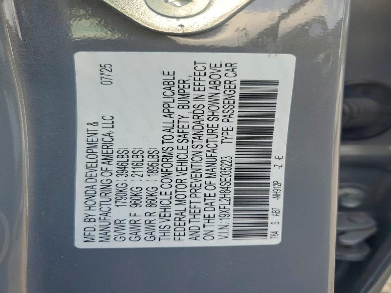 Aukcja sprzedaży 2025 Honda Civic, vin: 19XFL2H84SE035223, numer aukcji: 41772776