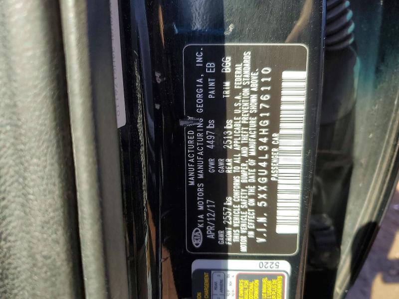 46323416 :رقم المزاد ، 5XXGU4L34HG176110 vin ، 2017 Kia Optima مزاد بيع