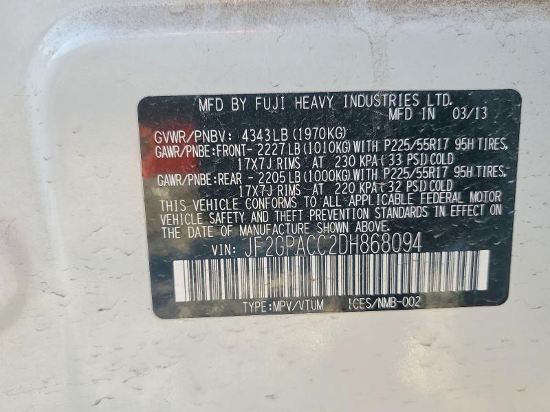 Продаж на аукціоні авто 2013 Subaru Xv Crosstrek, vin: JF2GPACC2DH868094, номер лоту: 45633156
