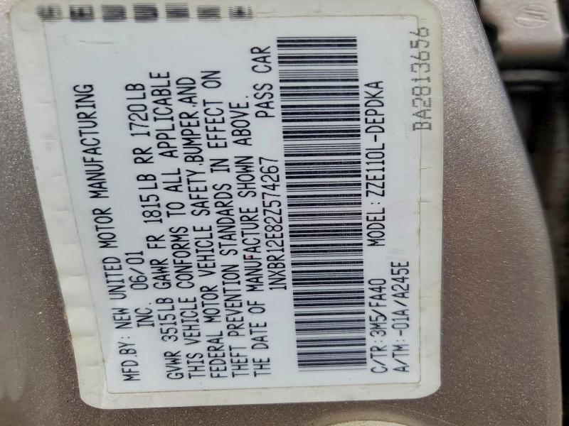 48301486 :رقم المزاد ، 1NXBR12E82Z574267 vin ، 2002 Toyota Corolla مزاد بيع
