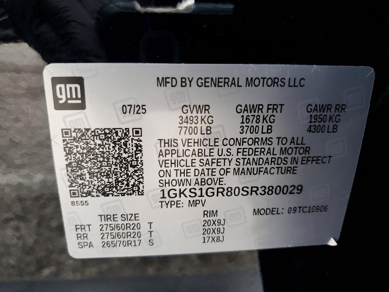 Продаж на аукціоні авто 2025 Gmc Yukon Xl, vin: 1GKS1GR80SR380029, номер лоту: 42001236