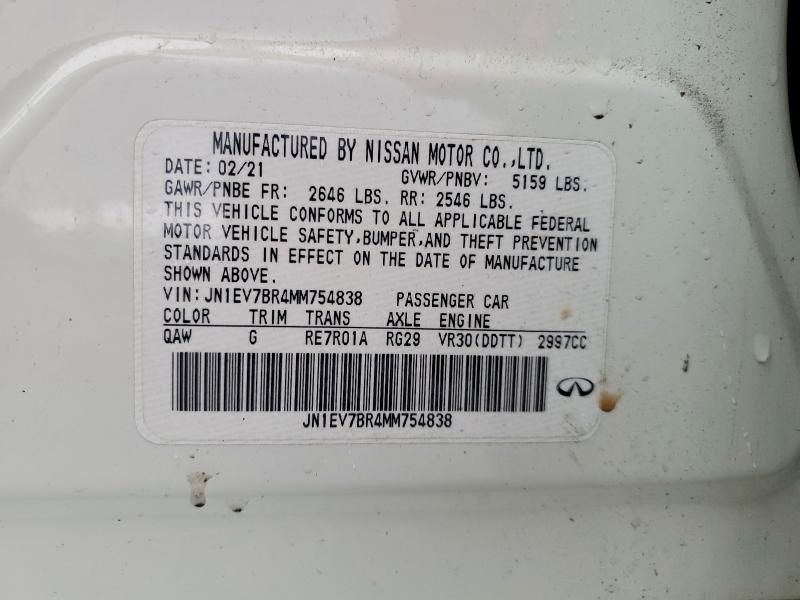 Aukcja sprzedaży 2021 Infiniti Q50, vin: JN1EV7BR4MM754838, numer aukcji: 46279996