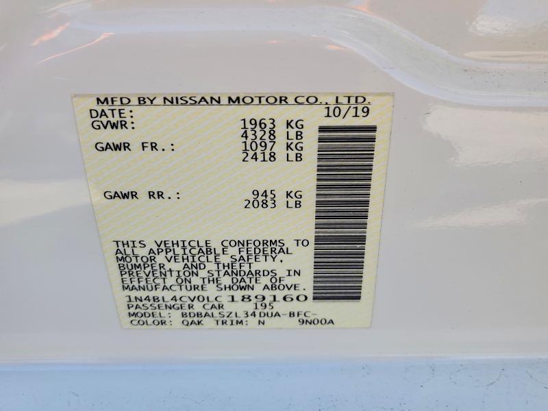 2020 Nissan Altima მანქანა იყიდება აუქციონზე, vin: 1N4BL4CV0LC189160, აუქციონის ნომერი: 79557225