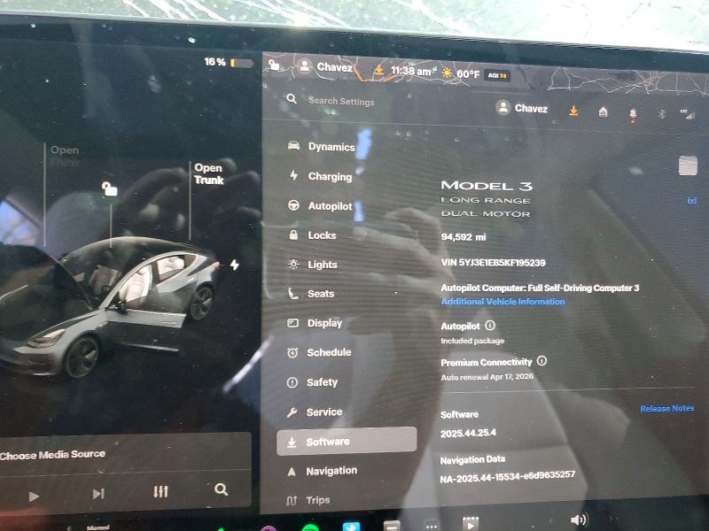 46561596 :رقم المزاد ، 5YJ3E1EB5KF195239 vin ، 2019 Tesla Model 3 مزاد بيع