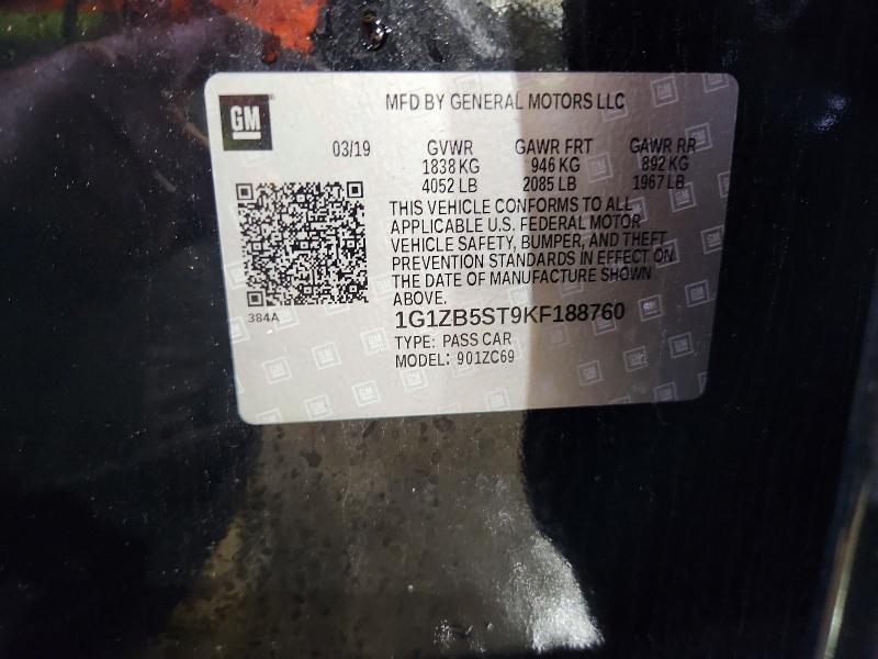 79878925 :رقم المزاد ، 1G1ZB5ST9KF188760 vin ، 2019 Chevrolet Malibu مزاد بيع