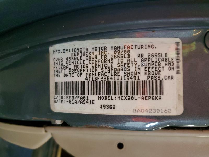 46189556 :رقم المزاد ، 4T1BF28B41U119491 vin ، 2001 Toyota Avalon مزاد بيع
