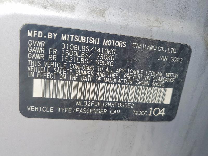 Продаж на аукціоні авто 2022 Mitsubishi Mirage, vin: ML32FUFJ2NHF05552, номер лоту: 79070745