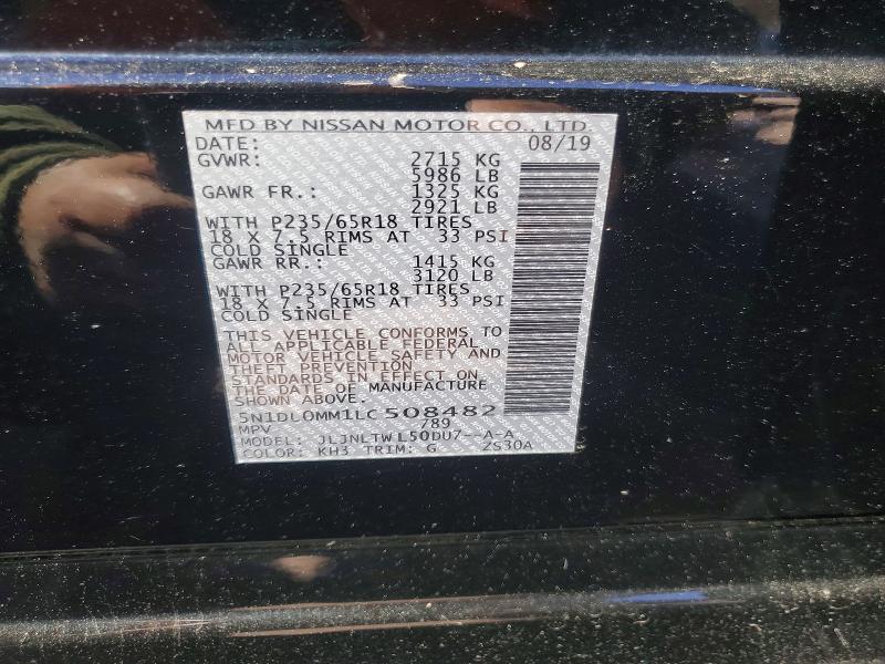 Aukcja sprzedaży 2020 Infiniti Qx60, vin: 5N1DL0MM1LC508482, numer aukcji: 45643756