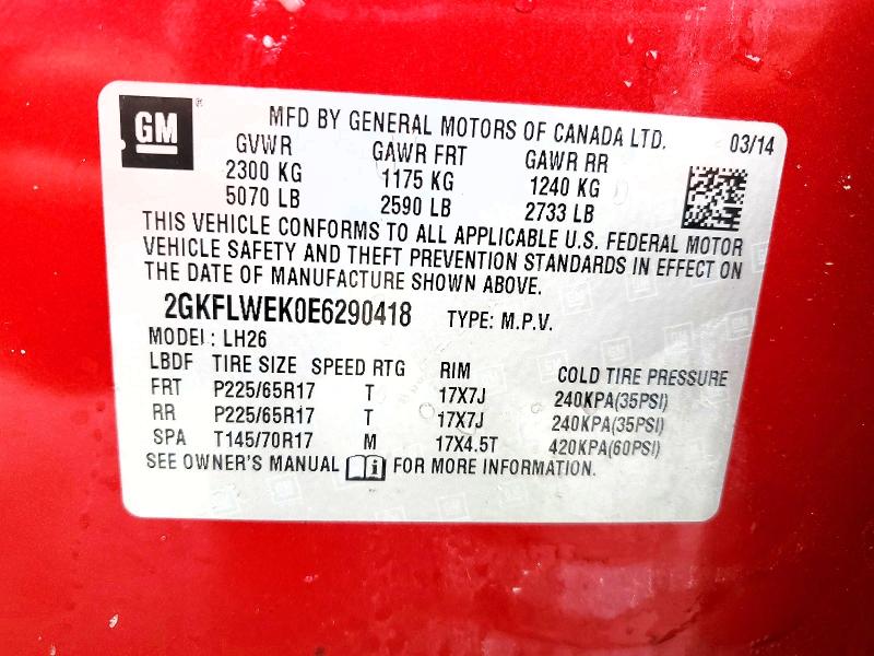 2014 Gmc Terrain მანქანა იყიდება აუქციონზე, vin: 2GKFLWEK0E6290418, აუქციონის ნომერი: 79888935