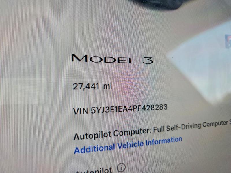 Aukcja sprzedaży 2023 Tesla Model 3, vin: 5YJ3E1EA4PF428283, numer aukcji: 45920506