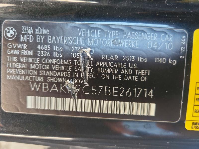 47293396 :رقم المزاد ، WBAKF9C57BE261714 vin ، 2011 Bmw 335 مزاد بيع