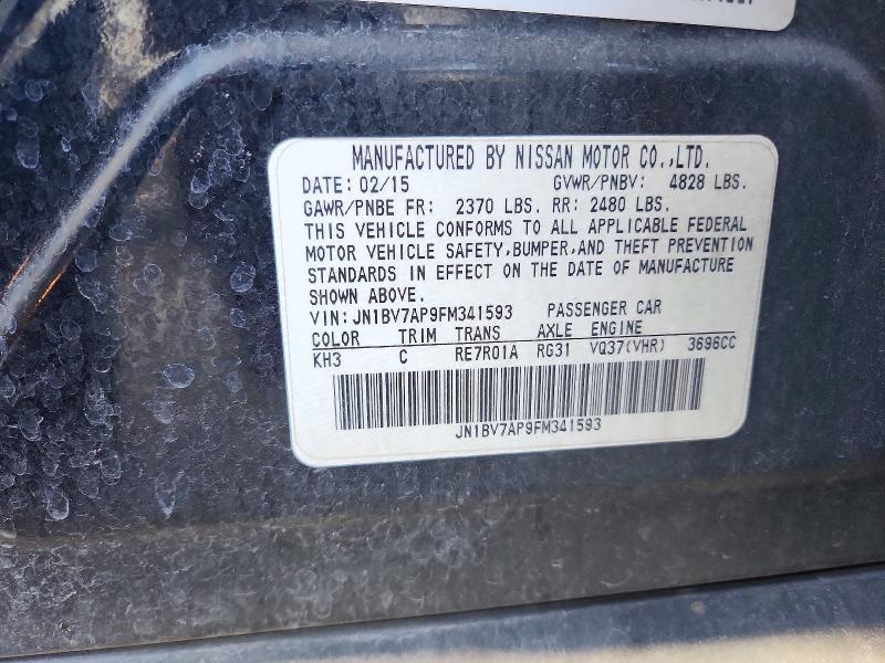 46224856 :رقم المزاد ، JN1BV7AP9FM341593 vin ، 2015 Infiniti Q50 مزاد بيع