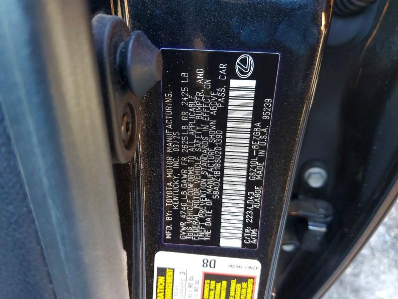 79817735 :رقم المزاد ، 58ADZ1B18SU201390 vin ، 2025 Lexus Es 350 مزاد بيع