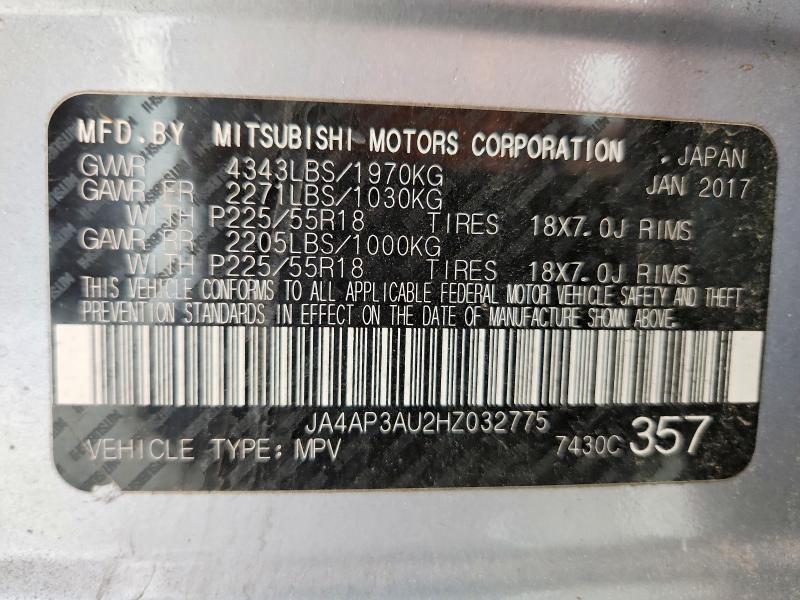 2017 Mitsubishi Outlander Sport მანქანა იყიდება აუქციონზე, vin: JA4AP3AU2HZ032775, აუქციონის ნომერი: 53303496