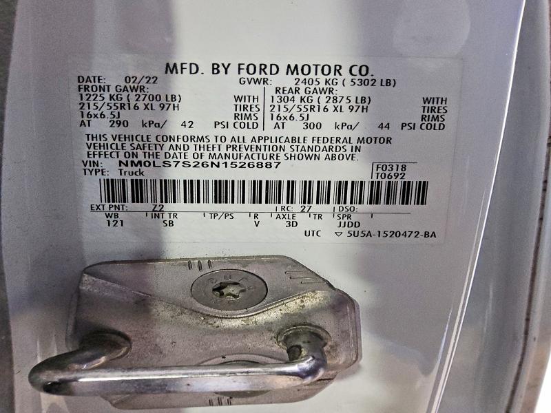 45448976 :رقم المزاد ، NM0LS7S26N1526887 vin ، 2022 Ford Transit Connect مزاد بيع