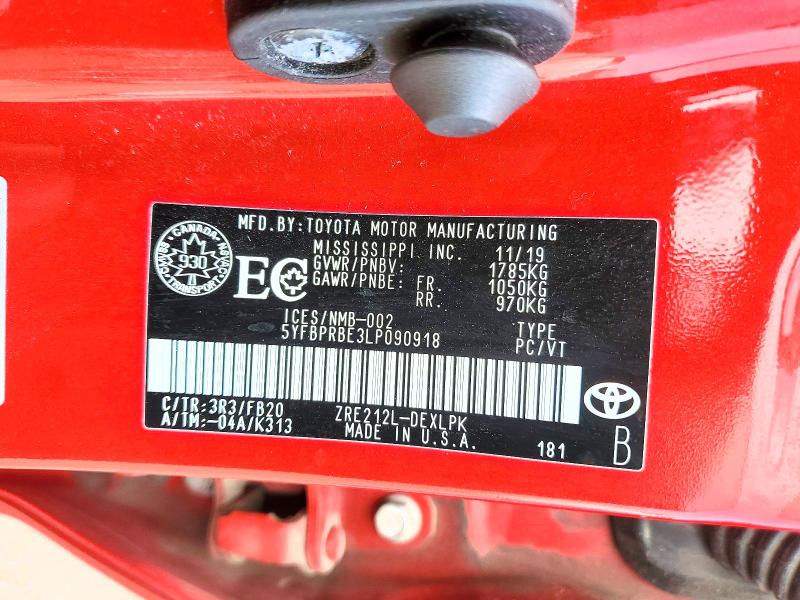 47878656 :رقم المزاد ، 5YFBPRBE3LP090918 vin ، 2020 Toyota Corolla مزاد بيع