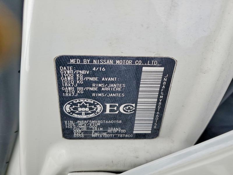 2016 Nissan Juke მანქანა იყიდება აუქციონზე, vin: JN8AF5MV8GT660158, აუქციონის ნომერი: 79007315