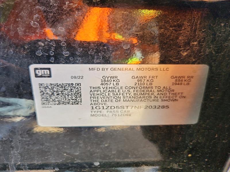Продаж на аукціоні авто 2022 Chevrolet Malibu, vin: 1G1ZD5ST7NF203285, номер лоту: 46165446